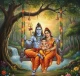 THE DIVINE FAMILY OF LORD SHIVA- SHIV PARIWAR (ART-3319-117913) - Handpainted Art Painting - 36in X 30in