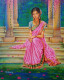 Rajasthani Princess In Pink Saree (ART-17787-117818) - Handpainted Art Painting - 16in X 20in