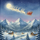 Santa’s Moonlit Journey Over Winter Valley (PRT-8429-117889) - Canvas Art Print - 18in X 18in