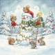 Snowman’s Woodland Christmas Celebration Watercolor Art (PRT-8429-117963) - Canvas Art Print - 18in X 18in