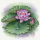 Blossom Of Still Waters – Tranquil Pink Lotus Watercolor Art (PRT-8429-118028) - Canvas Art Print - 18in X 18in