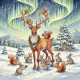 Enchanted Reindeer Christmas In The Winter Forest (PRT-8429-117932) - Canvas Art Print - 18in X 18in