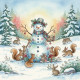 Enchanted Woodland Snowman Celebration (PRT-8429-117944) - Canvas Art Print - 24in X 24in