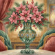 Opulent Poinsettia Grandeur – Festive Floral Elegance In Emerald Vase (PRT-8429-118075) - Canvas Art Print - 24in X 24in