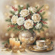Golden Winter Roses – Elegant Holiday Watercolor Floral Still Life (PRT-8429-118036) - Canvas Art Print - 24in X 24in