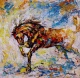 Zenith Horse: The Celestial Commander (ART-7456-118365) - Handpainted Art Painting - 12in X 12in