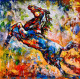 The Vanguard Horse: Solar Prosperity (ART-7456-118364) - Handpainted Art Painting - 12in X 12in