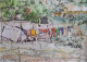 Village Area (ART-18009-118356) - Handpainted Art Painting - 30in X 22in