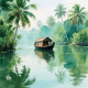 Still Waters Of The Palm Grove (PRT-8429-118230) - Canvas Art Print - 24in X 24in