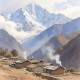 Smoke Rises Where The Mountains Listen (PRT-8429-118231) - Canvas Art Print - 24in X 24in