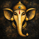 Lord Ganesha Square Abstract (PRT-7990-118696) - Canvas Art Print - 24in X 24in