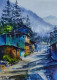 Morning In Kumaon 1 (ART-18048-118645) - Handpainted Art Painting - 10in X 14in