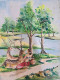 Landscape (ART-18009-118721) - Handpainted Art Painting - 11in X 15in