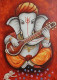 Lord Ganesha With Mushakraj Painting (ART-3319-118884) - Handpainted Art Painting - 24in X 36in