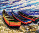 Old Style Fishing Boats In Kochi (ART-15198-118909) - Handpainted Art Painting - 17in X 14in