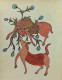 Deer Couple Painting II Gond Art (ART-16885-118954) - Handpainted Art Painting - 16in X 20in
