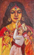 Durga (ART-16110-118975) - Handpainted Art Painting - 8in X 12in