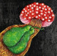 MUSHROOM & PEAR (ART-18098-119091) - Handpainted Art Painting - 24in X 24in