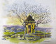 Hemakuta Temple (ART-662-119166) - Handpainted Art Painting - 13in X 10in