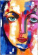 Abstract Blue Eyed Girl (ART-17980-119233) - Handpainted Art Painting - 17in X 24in