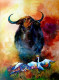 Bull (ART-8538-119238) - Handpainted Art Painting - 22in X 30in