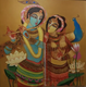 Abstract Painting Of Radha Krishna (ART-17950-119333) - Handpainted Art Painting - 24in X 8in