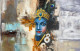 Abstract Art With Krishna (ART-1522-119381) - Handpainted Art Painting - 60in X 36in