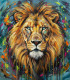 Abstract Lion Painting (ART-3319-119407) - Handpainted Art Painting - 28in X 28in
