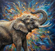 Abstract Elephant Painting (ART-3319-119476) - Handpainted Art Painting - 36in X 30in