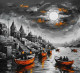 Banaras Ghat Painting (ART-3319-119457) - Handpainted Art Painting - 24in X 24in
