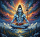 Lord Shiva Cosmic Meditation Art (ART-3319-119481) - Handpainted Art Painting - 36in X 36in