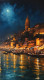 Varanasi Ghat Painting (ART-3319-119440) - Handpainted Art Painting - 24in X 48in