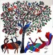 GOND ARTS MADE ON HANDMADE PAPAERS WITH ACRYLIC PAITS (ART-2050-119582) - Handpainted Art Painting - 17in X 17in