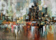 Abstract Cityscape Painting | Original Handmade Contemporary Urban Wall Art (ART-16885-119624) - Handpainted Art Painting - 48in X 36in