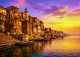 Saffron Skies Over Ganga (PRT-15697-119925) - Canvas Art Print - 60in X 43in