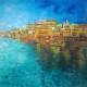Reflections Of Banaras (ART-3674-119784) - Handpainted Art Painting - 24in X 24in