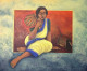 Listening To The Evening (ART-18220-120097) - Handpainted Art Painting - 36in X 30in