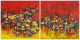 Waterlily-0044 Diptych (ART-16405-120137) - Handpainted Art Painting - 48in X 24in