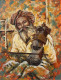 The Sarangi’s Song (ART-18220-120367) - Handpainted Art Painting - 11in X 14in
