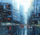 After The Rain, The City Breathes (ART-7774-120322) - Handpainted Art Painting - 42in X 36in