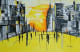 City Momentum – Contemporary Abstract Cityscape Painting For Modern Office Interiors (ART-3674-120320) - Handpainted Art Painting - 36in X 24in