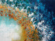 Contemporary Abstract Painting In Blue, Teal And Earth Tones With Rich Texture (PRT-8156-120199) - Canvas Art Print - 30in X 23in