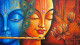 The Divine Radha Krishna (ART-3319-120416) - Handpainted Art Painting - 48in X 24in
