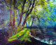 Morning Light By The Stream (ART-7615-120591) - Handpainted Art Painting - 20in X 16in
