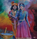Radha Krishna Holi (ART-277-120614) - Handpainted Art Painting - 30in X 32in