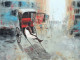 Silent Wheels Of Kolkata (ART-7774-120671) - Handpainted Art Painting - 48in X 36in