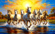 “Seven Sacred Horses Of The Rising Sun" (PRT-17594-120658) - Canvas Art Print - 36in X 23in