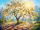 The Golden Oak’s Shadow (PRT-15697-120648) - Canvas Art Print - 60in X 45in