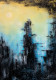 Cityscape Painting, Blue Black Skyline Canvas Art (ART-8156-120788) - Handpainted Art Painting - 15in X 21in