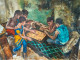 Childhood Memori (ART-18009-120838) - Handpainted Art Painting - 30in X 22in